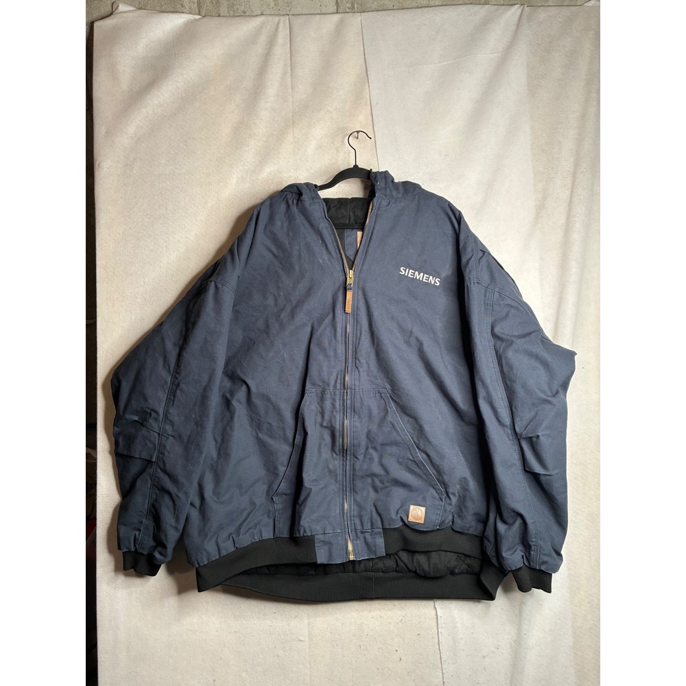 Berne Mens 6XL Navy Blue Hooded Work Jacket Siemens Canvas HJ51ND Regular Big